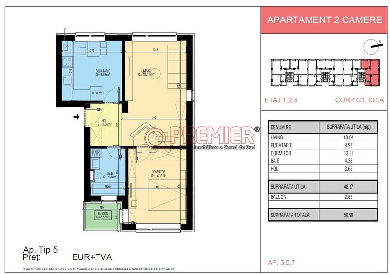 Popesti Leordeni - 2 camere decomandat la promotie